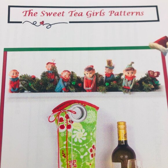 The Sweet Tea Girls Patterns Holiday Cheers Wine Tote Sewing Pattern Uncut - Picture 3 of 5